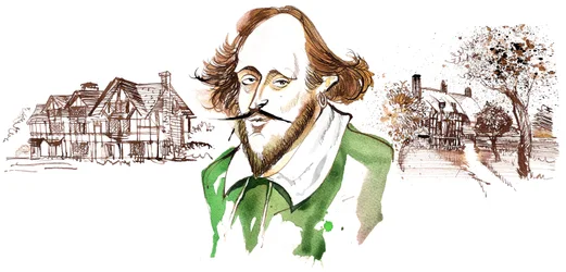 William Shakespeare, drammaturgo e poeta inglese (1564-1616); caricatura